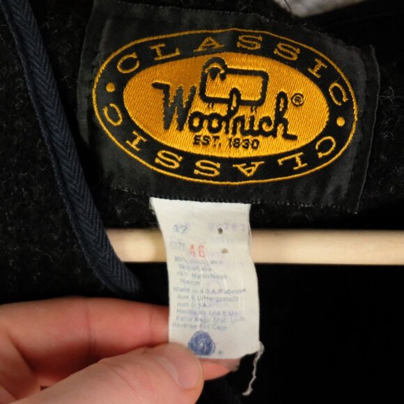 Vintage Woolrich Vest Mens Large Black Full Zip Wool Blend Workwear Outdoor 80s - Picture 7 of 8